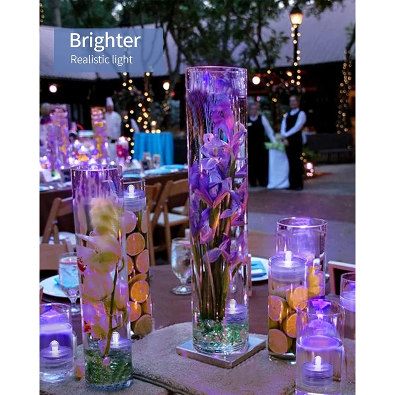 Promotion! 12Pcs Submersible LED Light,Purple Waterproof Flameless Candle Tea Lights,Underwater Battery Operated Seasonal Festiv