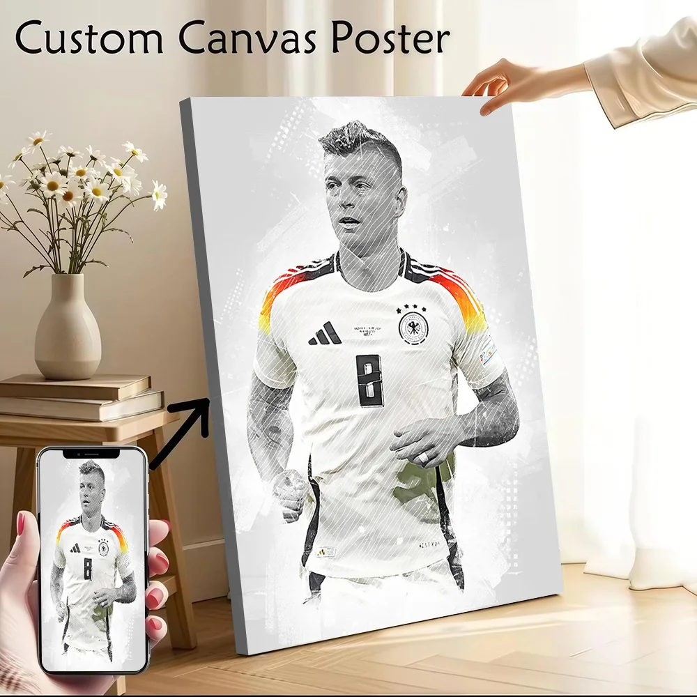 Toni Kroos Canvas Poster Customizable Printed Canvas Painting Wall Art for Fans Room Decoration Gaming Decorative Paintings Home