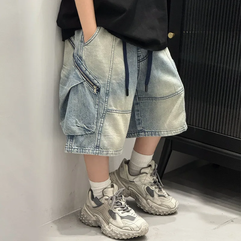 

Baoduo children's clothing boys summer pants denim shorts 2025 new children's pants trendy five-point pants