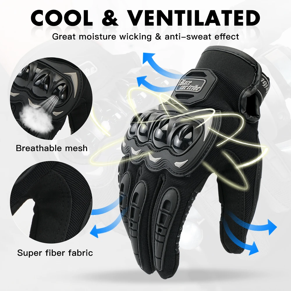 Guantes de motocicleta para hombre, protector de pantalla táctil, transpirable, para carreras, Invierno