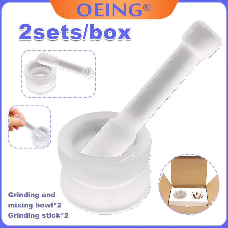Non-Slip Kitchen Gadgets Mortar and Pestle Set Glass Pills Crusher Mortar Grinding Bowls for Powders Nuts Garlic Peppercorns