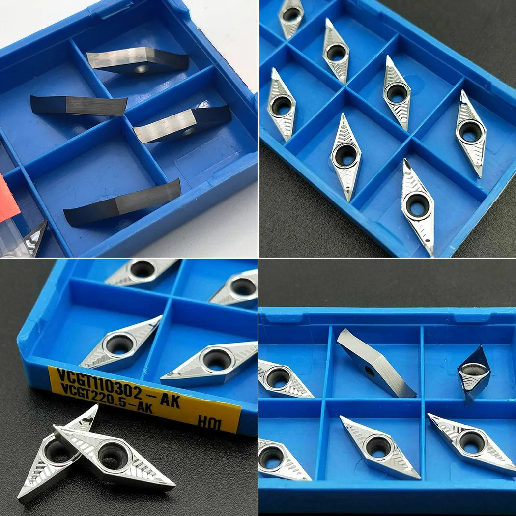

Вставки VCGT110302-AK H01 Замена деталей лезвий 10 шт. Аксессуары из карбида алюминия для алюминия Заменяет токарную обработку