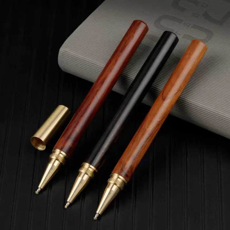 Metal Signature Pen Brass Ball Roller Pen Metal Cap Ball Pen Vintage Wood Body Ballpoint Pen Stationery School Business Supplies