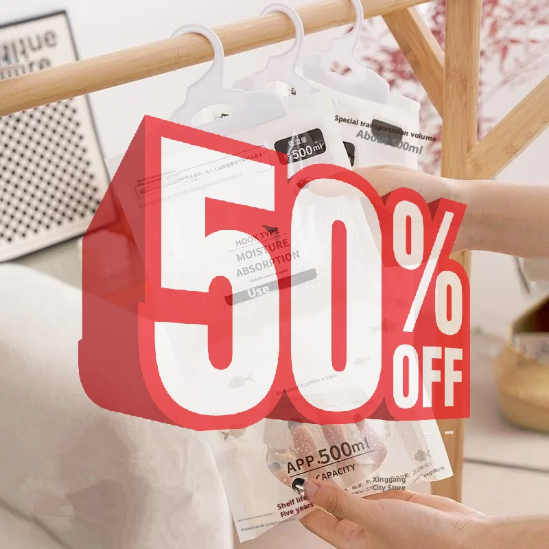 

5/10Pcs 50g Moisture Absorber Hanging Drying Clothes Dehumidifier Wardrobe Dehumidifier Dry Bag Desiccant Moisture Absorption