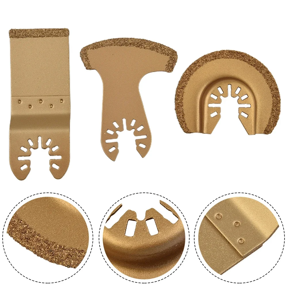 

3pcs Semicircle & E-shaped & Curved Saw Blade Carbide Oscillating Multi Set Ceramic Tile Grout Removing Tools Oscillating Cutter