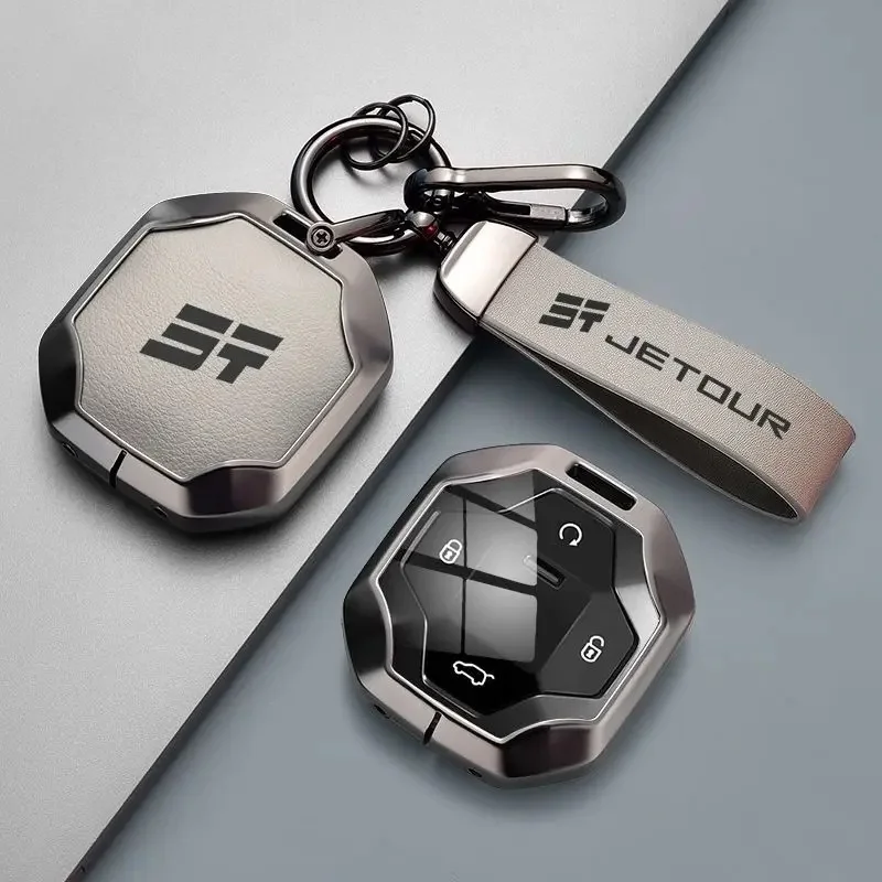 

1Pc Durable Leather Alloy Car Key Case for Chery Jetour T2 T3 X70 Pro X90 Traveler Dashing Full Wrap Key Fob Cover Auto Interior