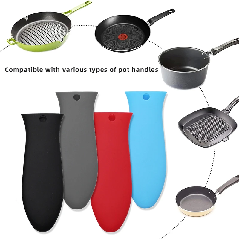 Non-Slip Pot Handle Heat Insulation Silicon Cover Anti-Scalding Rubber Handle Cover Heat Insulation Sleeve For Various Cookware