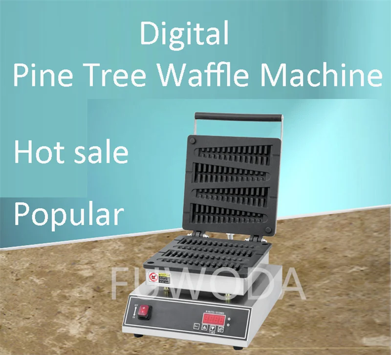 Cyfrowa elektryczna maszyna do ciasta w kształcie sosny Komercyjna maszyna do pieczenia waflów na patyku 4 PCS Pieczenie gofrów w kształcie liści