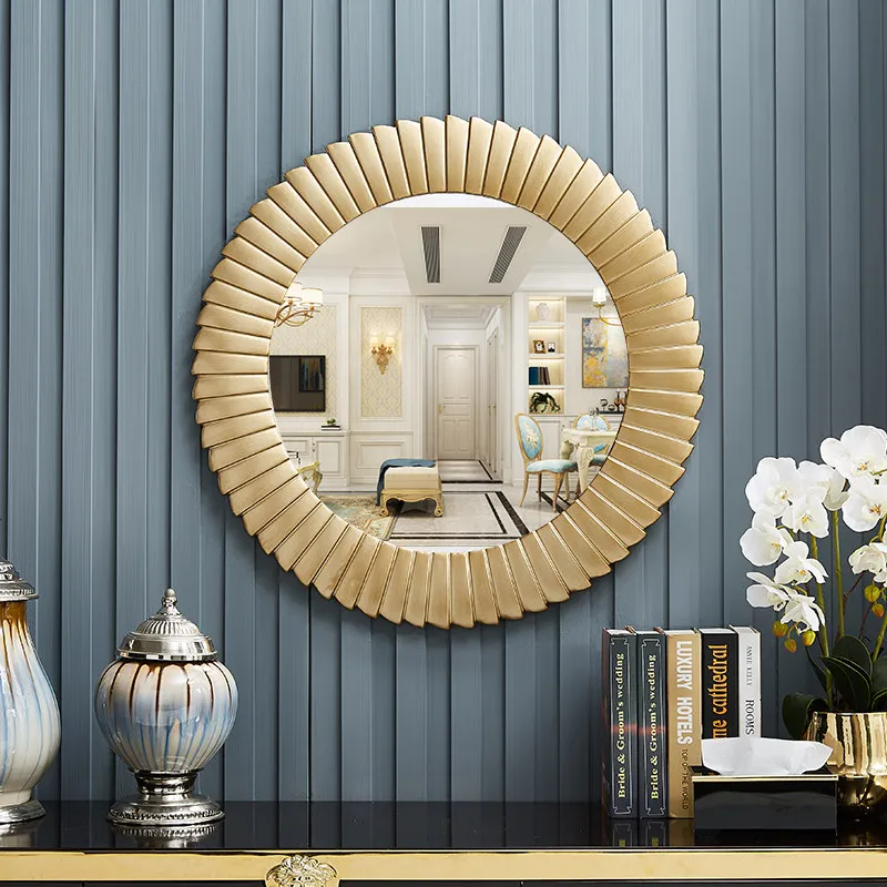 Luxury Vintage Mirror Decoration Living Room Vanity Funky Aesthetic Nordic Makeup Mirror Round Hanging Espelhos Home Products
