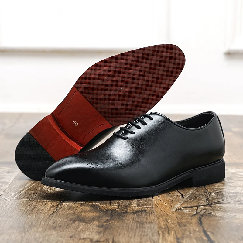 

Size 38-48 Red-soled Busines Men Brogue Leather Shoes Black-brown Soft Leather Lace-up Comfortable Fashionable Leather Shoes Men