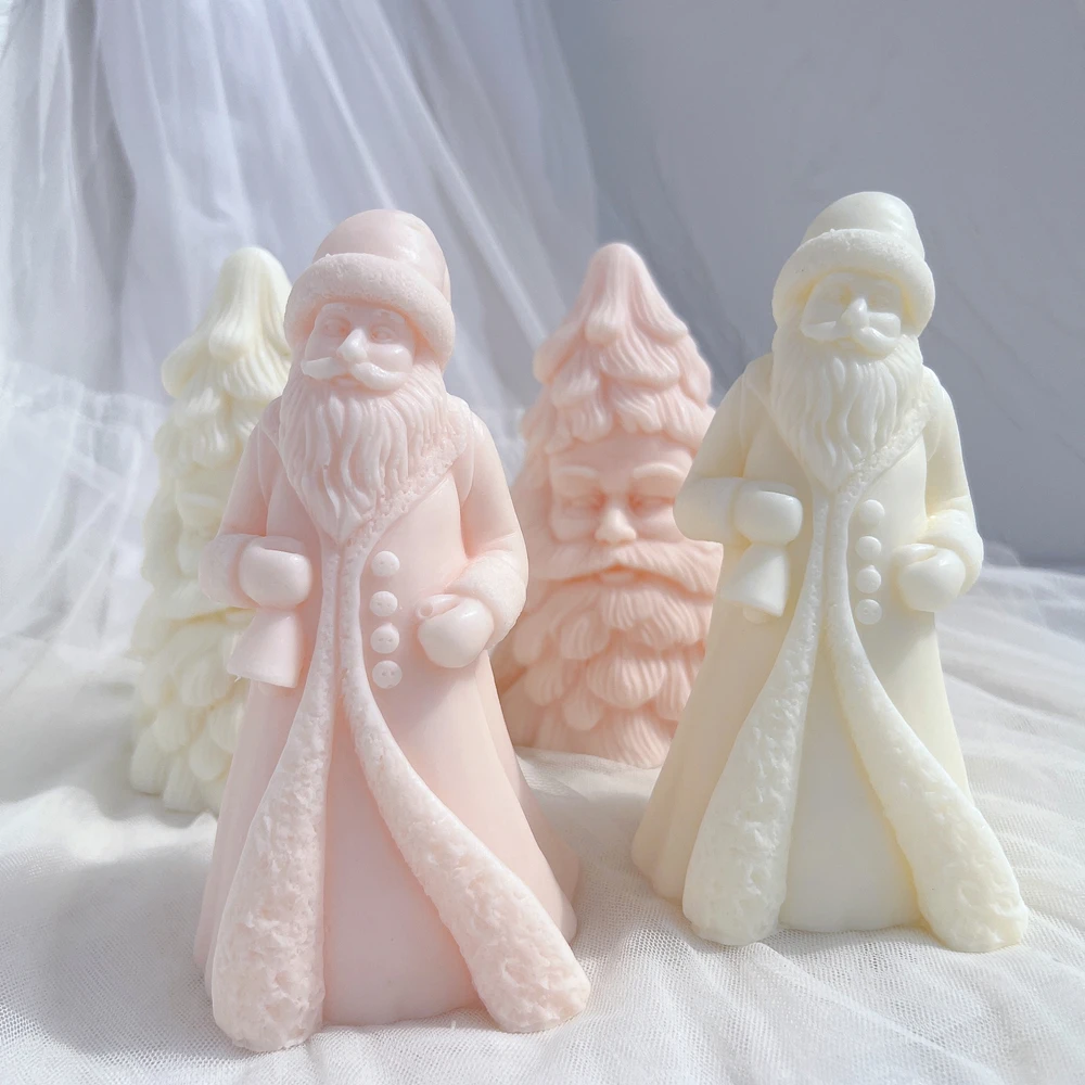 Kriss Kringle Plaster Gypsum Mould Cute Santa Claus Candle Mold Father Christmas Resin Silicone Mold For Home Decor