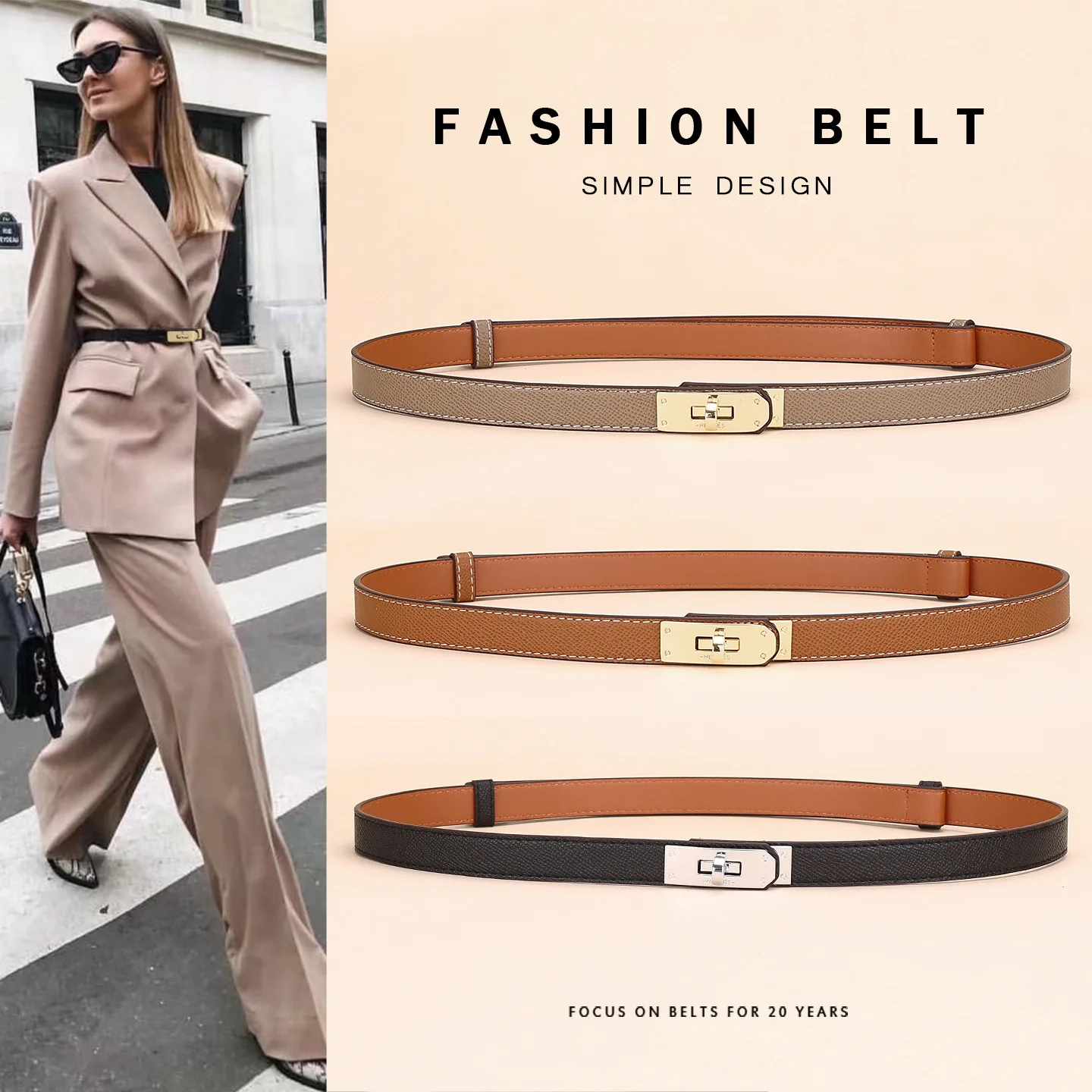 Adjustable Plutonium Leather Ladies Dress Accessories Slim Belts Thin Women Belt Belts Alloy Buckle Fashion Female Waist