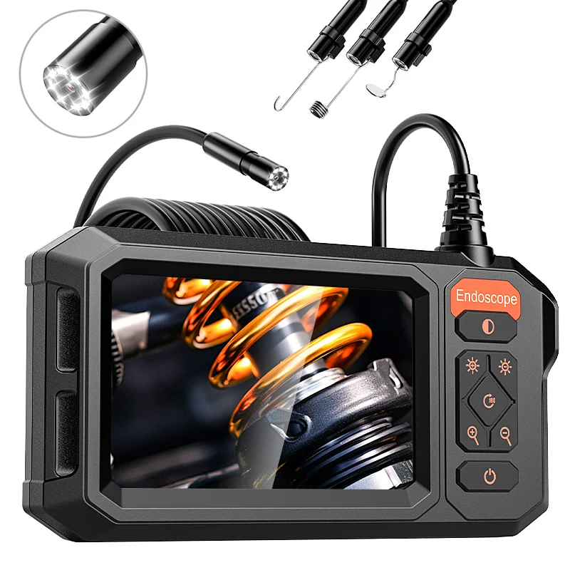 Endoscope Camera 4.3'' IPS Screen Waterproof Snake Plumbing Camera Car Pipe Inspection Borescope 8MM Probe with Adjustable 8LEDs