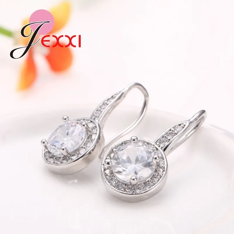 

New Arrivals Women Big Round CZ Earrings 925 Sterling Silver Fashion Rhinestone Hoop Earrings Big Sale