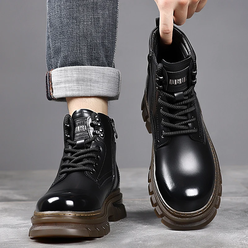 New Fashion Brand Men's Outdoor Casual Thick Soled High Top Shoes Workwear Boots Autumn and Winter Men's Retro Suede Warm Boots