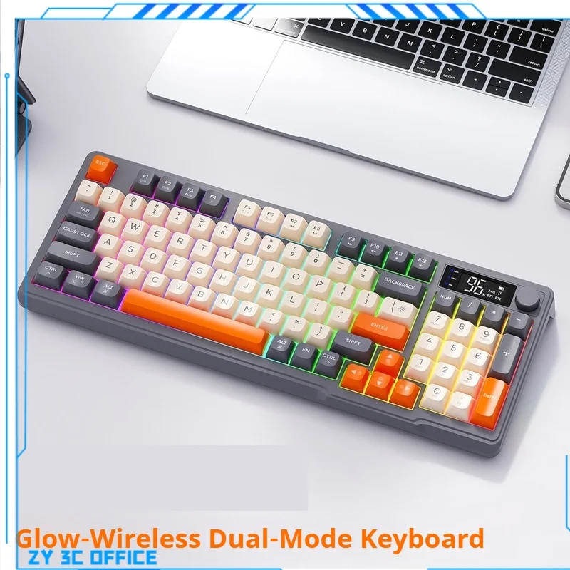 

2024 New Free Wolf M96 Wireless Bluetooth Dual-Mode Mechanical Feel Keyboard Pbt Ball Hat With Display Knob Gaming Keyboard