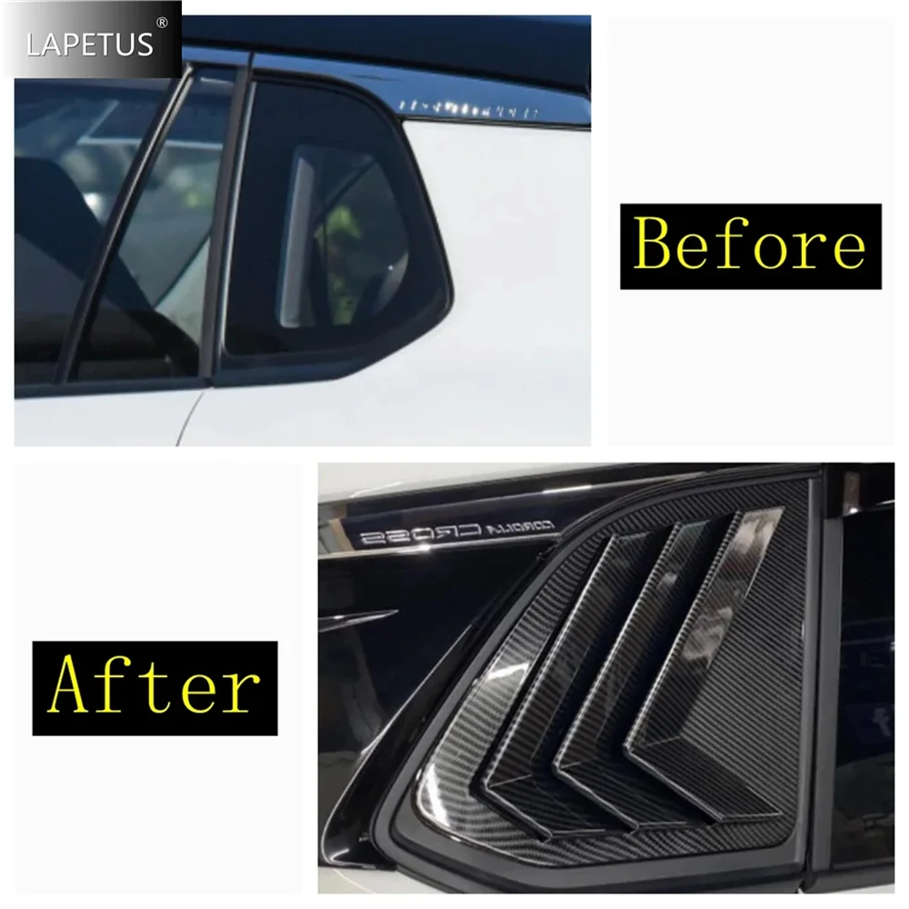 Auto Rear Window Blinds Side Louvers Vent Decor Cover Trim For Toyota Corolla Cross 2021 - 2024 Black / Carbon Fiber Accessories