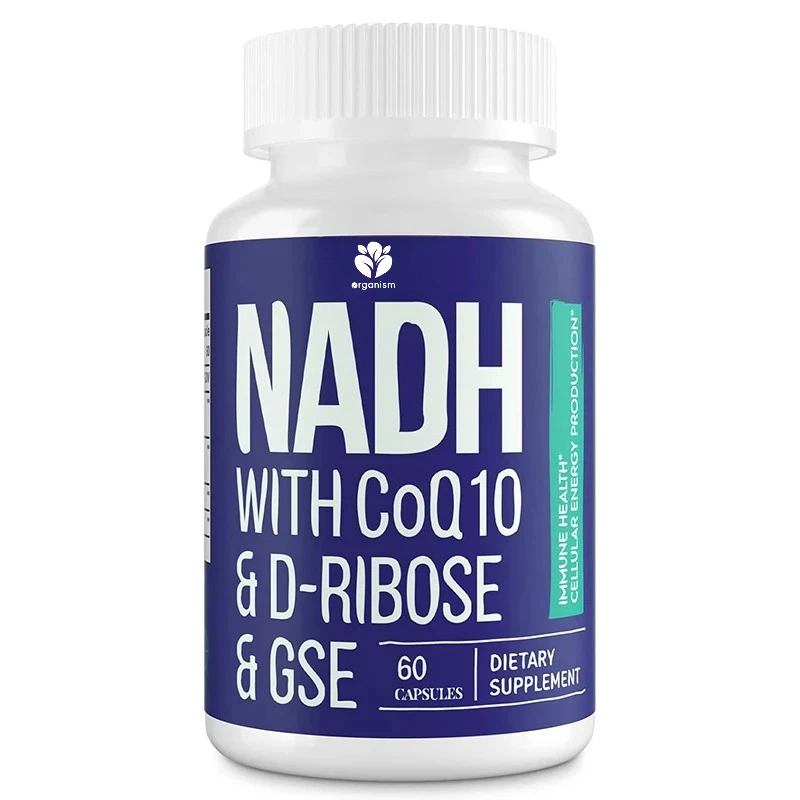 

NADH 50 мг+CoQ10 200 мг+D-стриза добавка 150 мг, система NAD+иммунитета, сотовая энергия, 60 вегетарианских капсул
