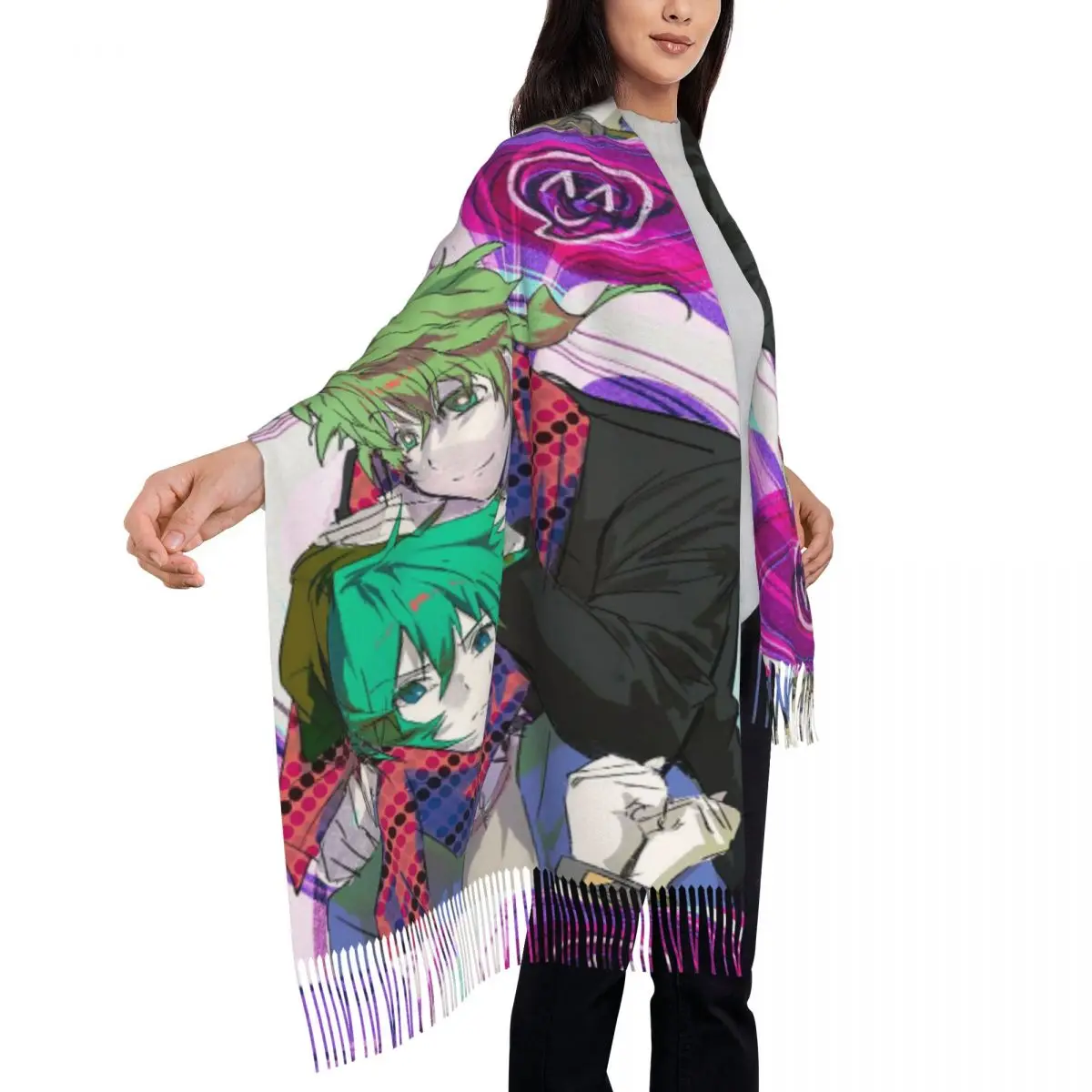 Sou Hiyori اليابان أنيمي الفن وشاح شرابة الأوشحة النساء شالات دافئة لينة ويلتف طويل الخريف الشتاء شال التفاف #3