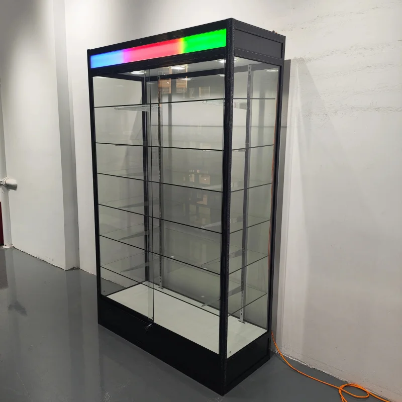 custom.HiKUYA Customizable Chic Innovative Release LED Flowing Light Glass Display Glass Showcase Glass Display C