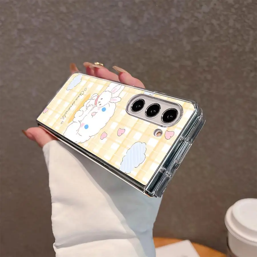 حافظة لهاتف سامسونج جالاكسي Z فولد 7 6 5 4 3 ZFold3 ZFold6 ZFold4 ZFold5 ZFold7 غطاء هاتف ناعم شفاف سانريو شيري هالو #3