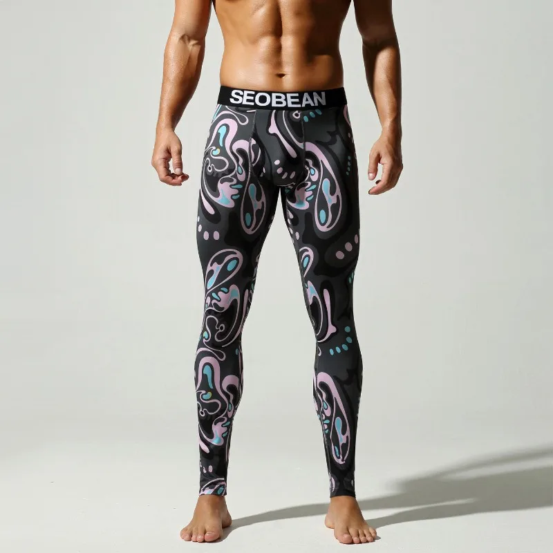 Men's Sports Fitness Pants Classic Printed Autumn Pants Running Cycling Fast Drying Elastic Tight Leggings Beach Surfing Pants - view 2