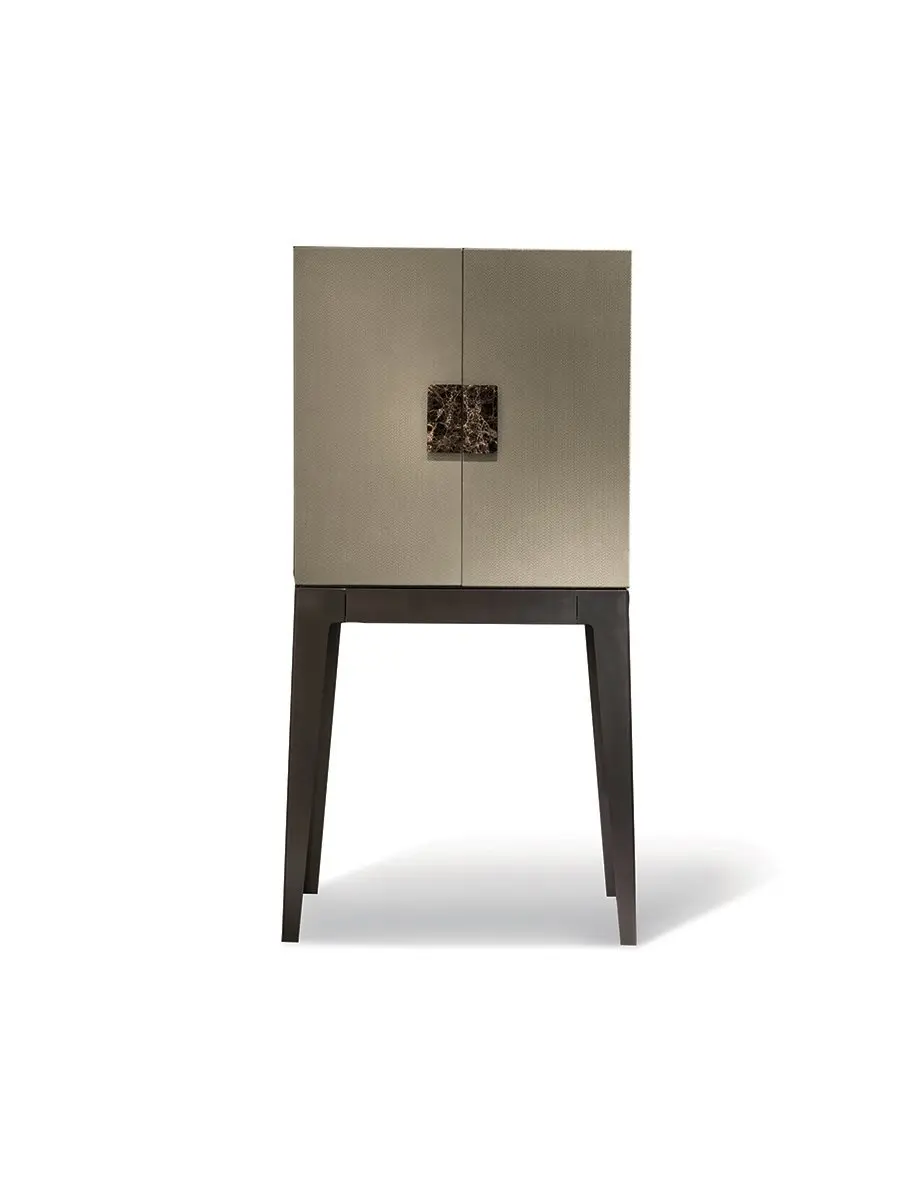 -For Factory Custom Luxury Design Plywood and Leather Stainless Steel Home Wine Cabinet Storage&