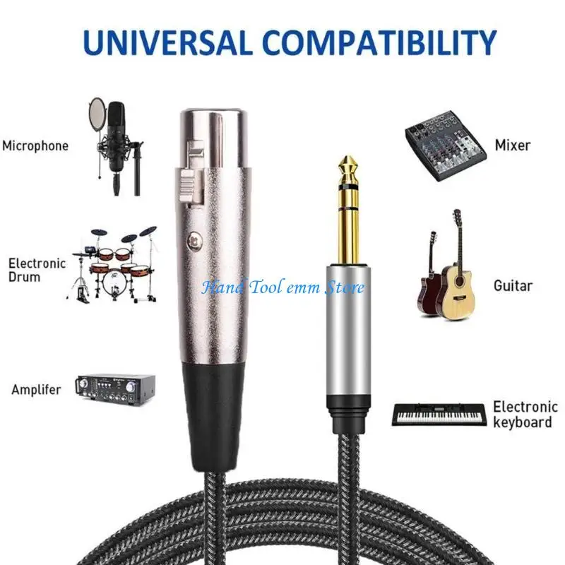 H37F 3Pin Female to 6.35mm 1/4inch Male Stereo Sound Cable Featuring Gold Plateds Tip for Superior Sound Claritys