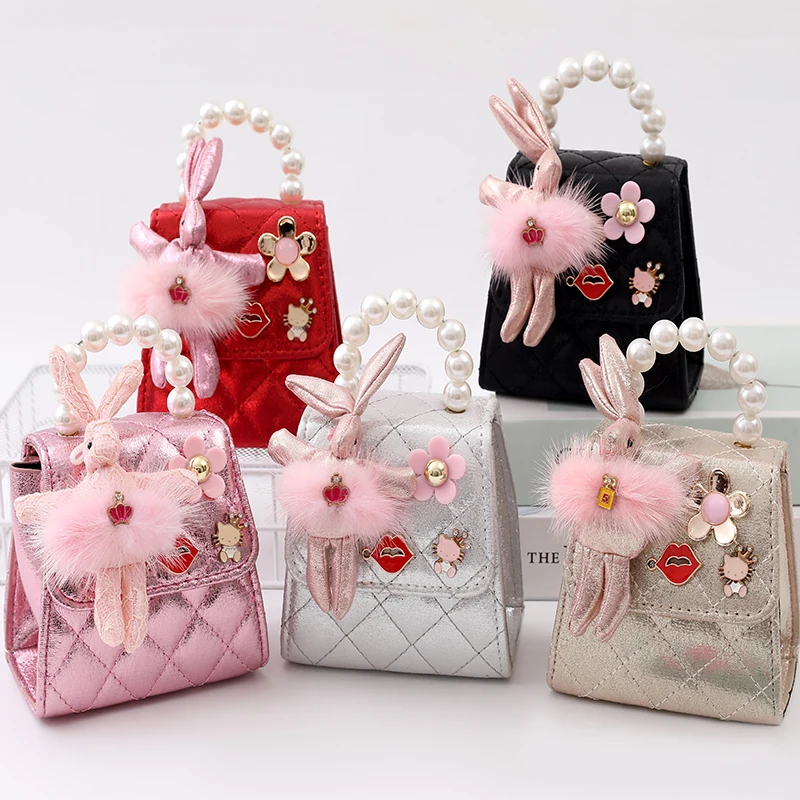 Borsa da ragazza portafoglio e borsa per bambini rosa borsa a tracolla classica senza cerniera per ragazze con perline moda nuovo prodotto applique