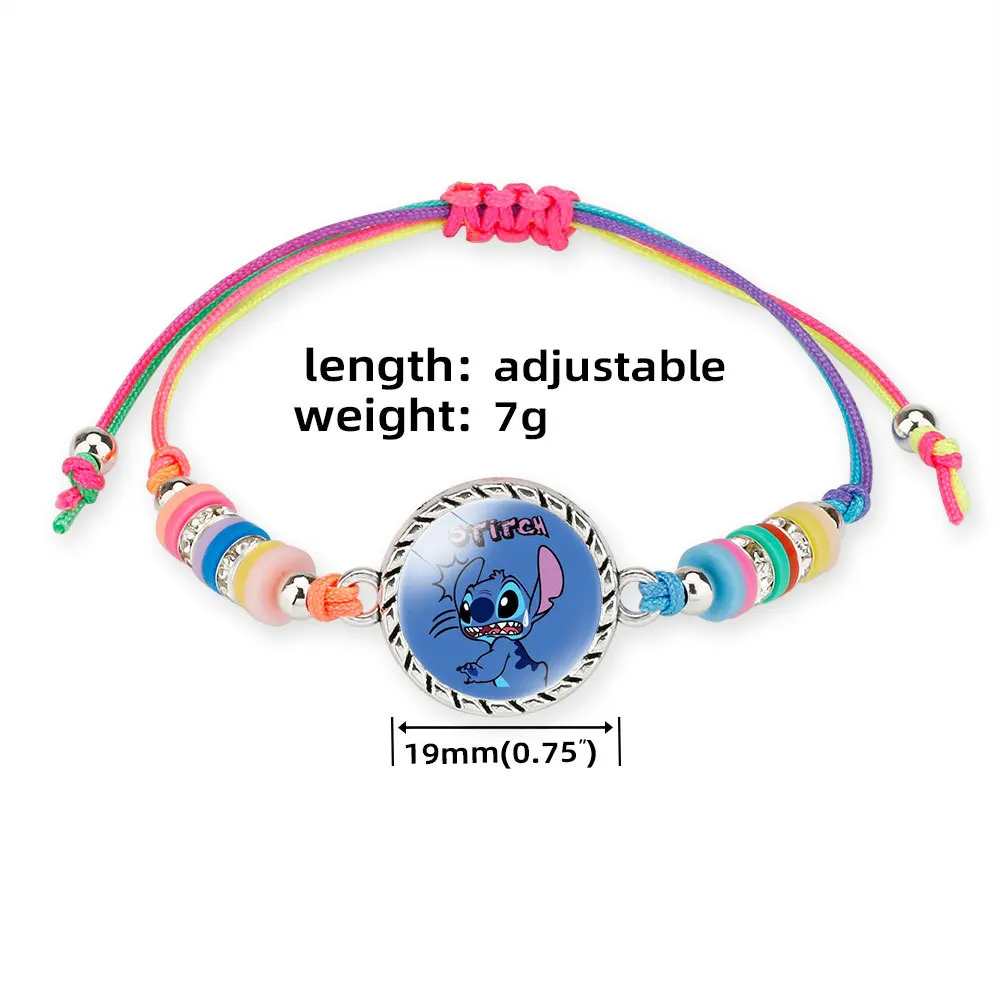 Disney Anime Stitch Bracelet Kawaii Lilo & Stitch Colorful Woven Bracelet Cartoon Children Adjustable Accessories Gifts