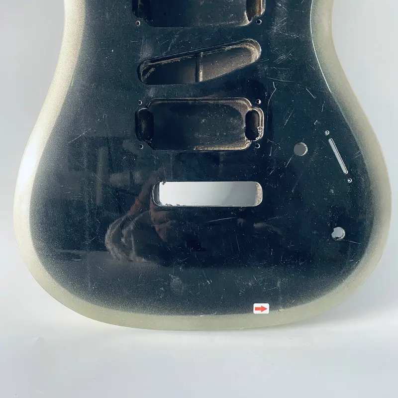 IB791 Silver Color Edge Black 7 String Electric Guitar Body Unfinishing in Solid Basswood HSH Pickups for Replace DIY Damages