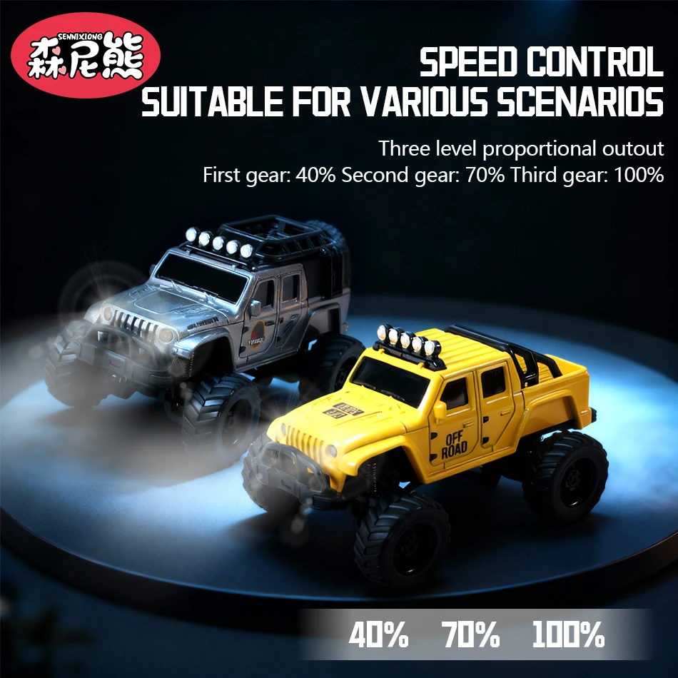 SENNIXIONG 1:64 MINI Alloy Electric Remote Control All Terrain Vehicle Light Climbing Truck Toy for Children Gift