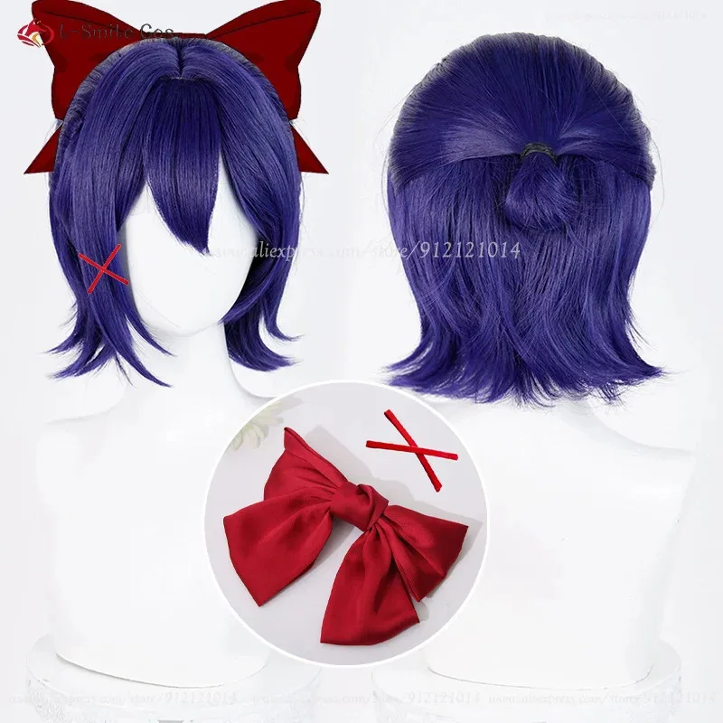 Peluca de Cosplay Mita, pelucas azules cortas, peluca de Cosplay de Anime Mita pequeña, pelo sintético resistente al calor, pelucas de disfraces de Anime para mujeres + gorro de peluca