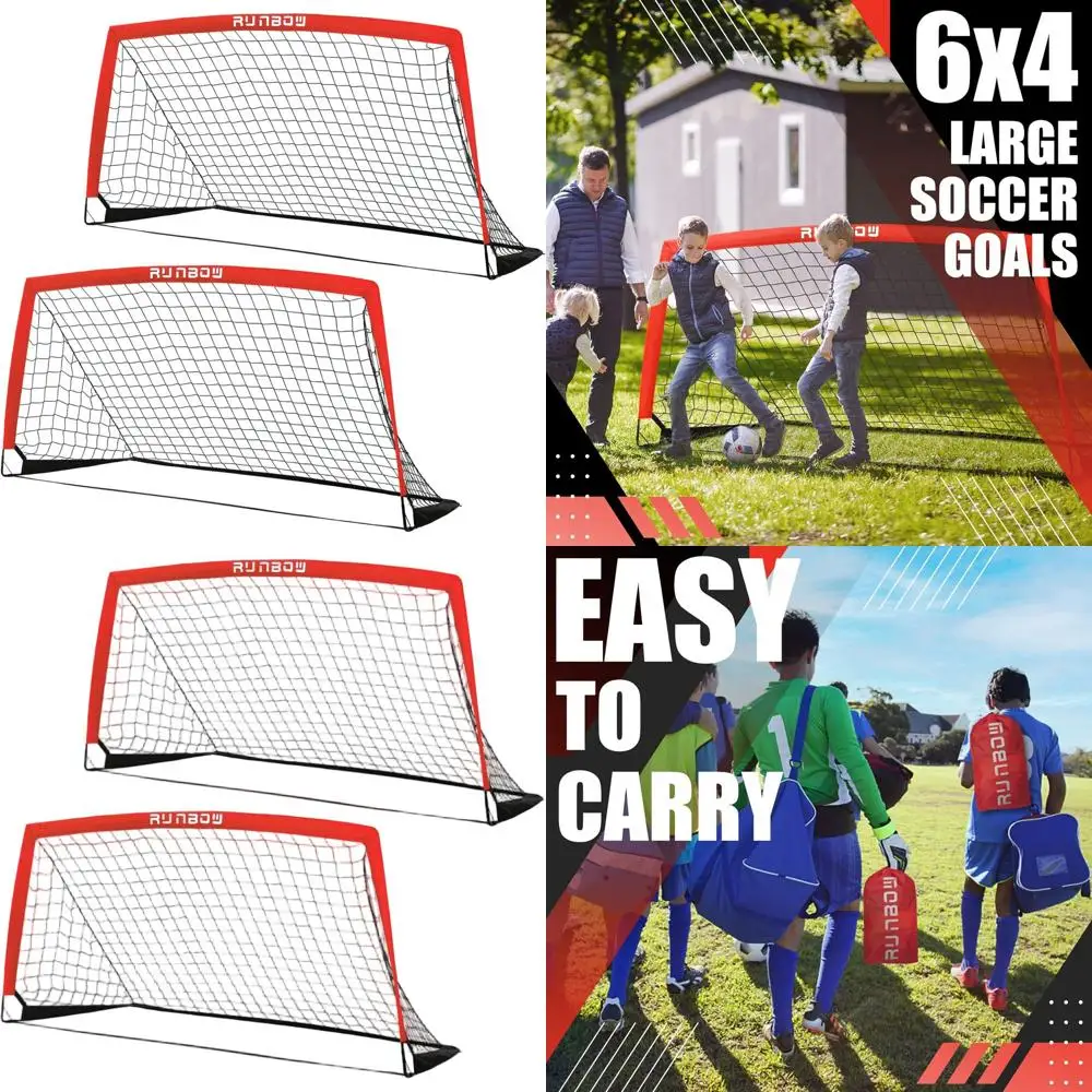 

Портативный футбольный воротник 6x4 фута с сумкой для переноски для детей и взрослых, идеально подходит для тренировок на заднем дворе и игр в помещении/на улице