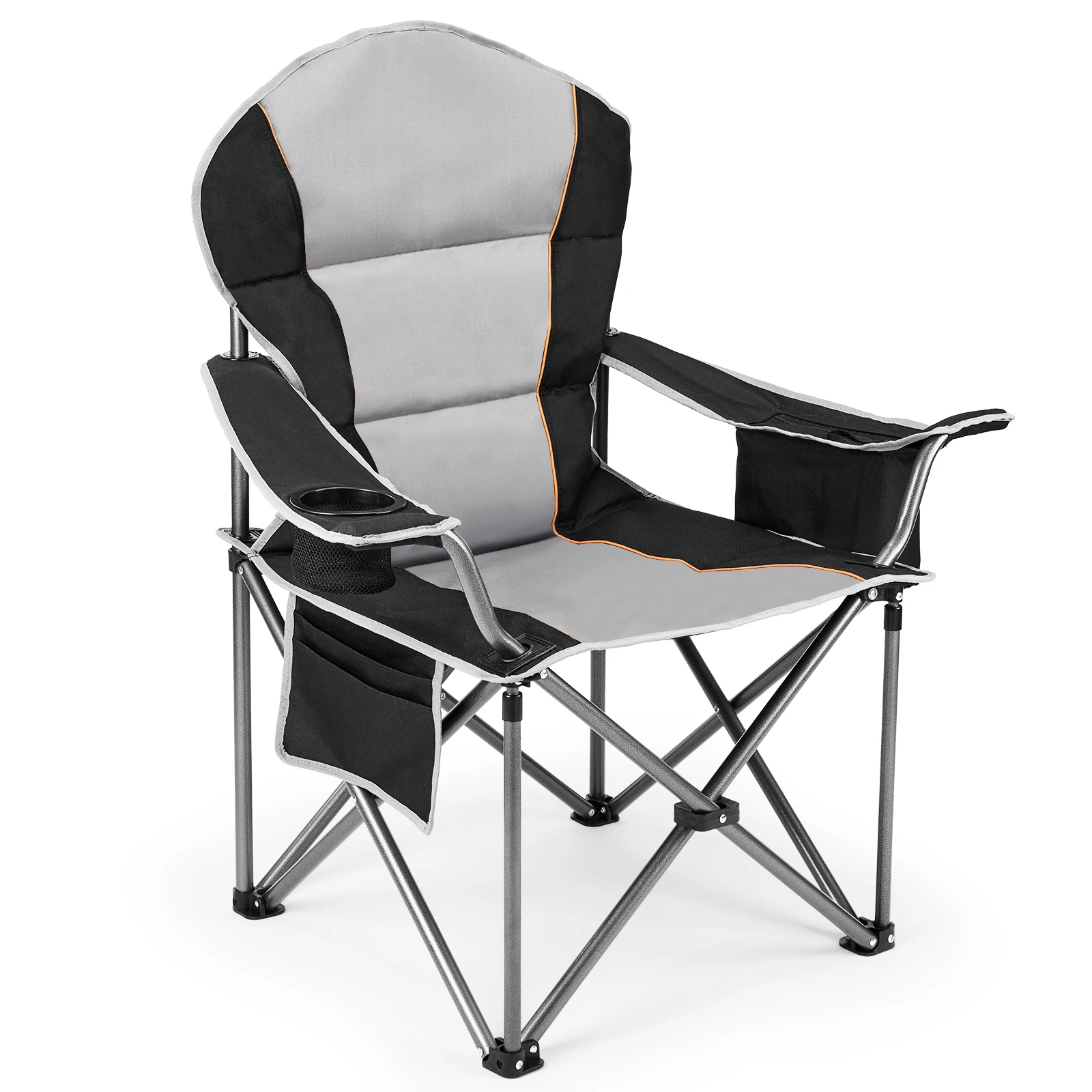 

Oversized Portable Folding Camping Chair with Side Pocket, Cup Holder and Carry Bag, Heavy Duty for Outdoor, Fishing, Sports, Tr