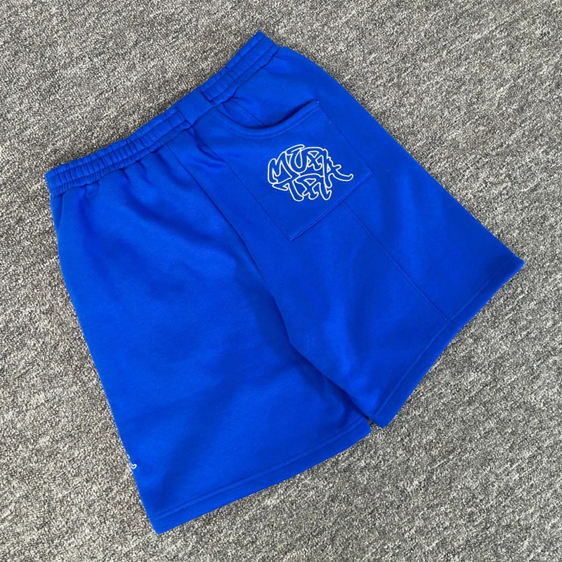 Celana Pendek Mertra Celana Pendek Kasual Pria Tali Serut Logo Bordir Warna Sambungan Musim Panas Mode Klasik Retro Amerika