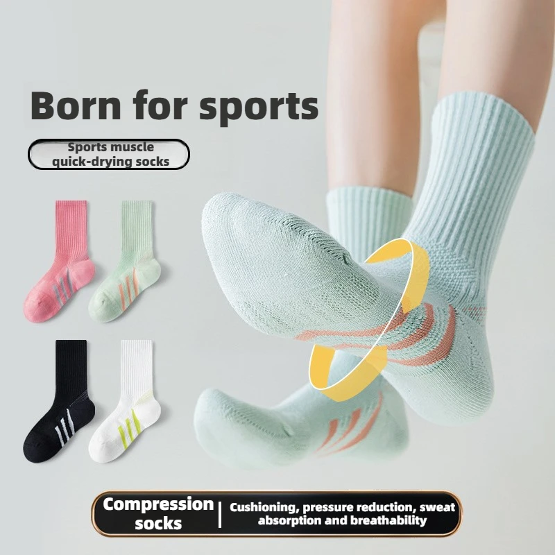 

Women Men Compression Sports Socks Quick Dry Breathable Cushioned Running Athletic Socks for Gym Workout Cycling