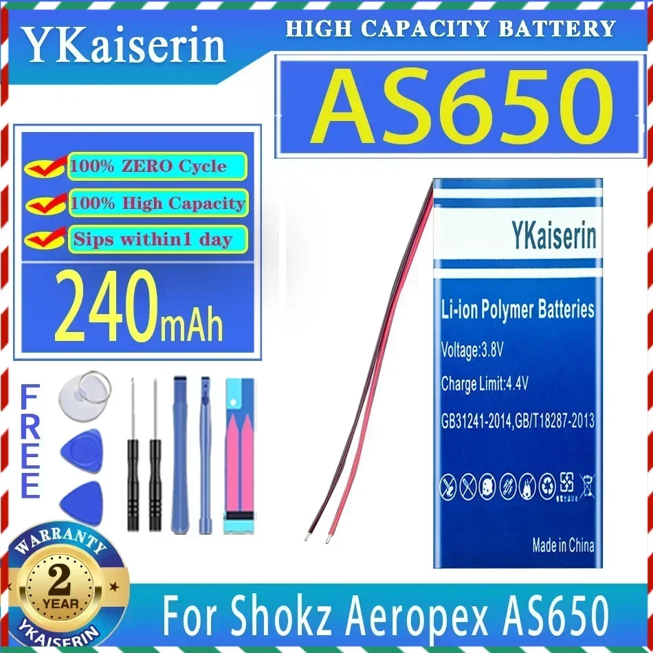 YKaiserin 240mAh Replacement Battery For Shokz Aeropex AS650 Headset Digital Bateria