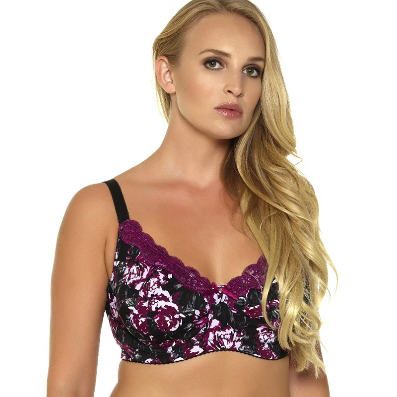 Mierside 953 P 5 Color lenceria sexi para mujer Plus Grande Sexy Sujetador de la Impresión Floral de la Ropa Interior de Encaje Mujeres de Gran