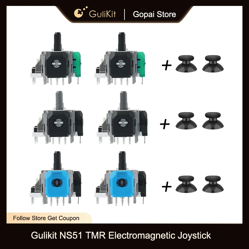 

GuliKit TMR Electromagnetic Joystick for PS4 PS5 Gamepad for Switch Pro Xbox Series Controller Repair Replacement with Stick Cap