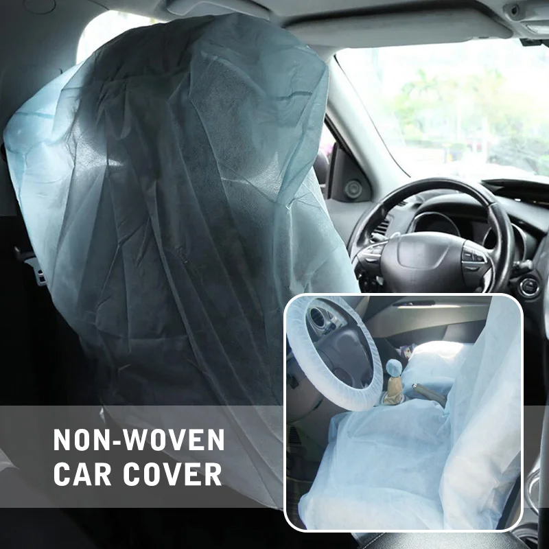 2 Pcs Disposable Car Seat Covers Non-woven Fabric Car Dust Kit Universal Waterproof Care Cleaning Beauty Repair Protective Cover