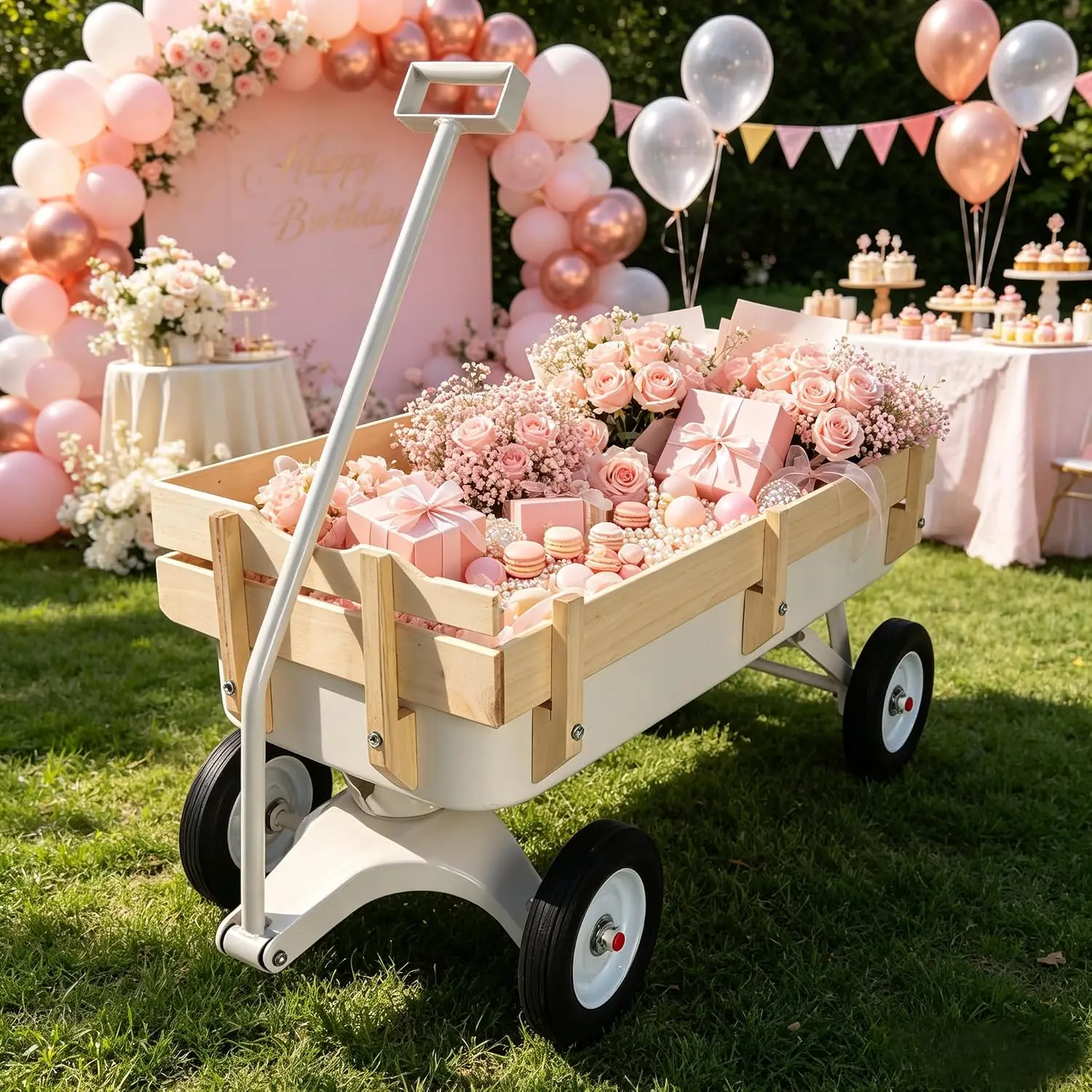 Wedding Event Cart Outdoor Wagon,176 LBS Capacity All-Terrain Big Tires