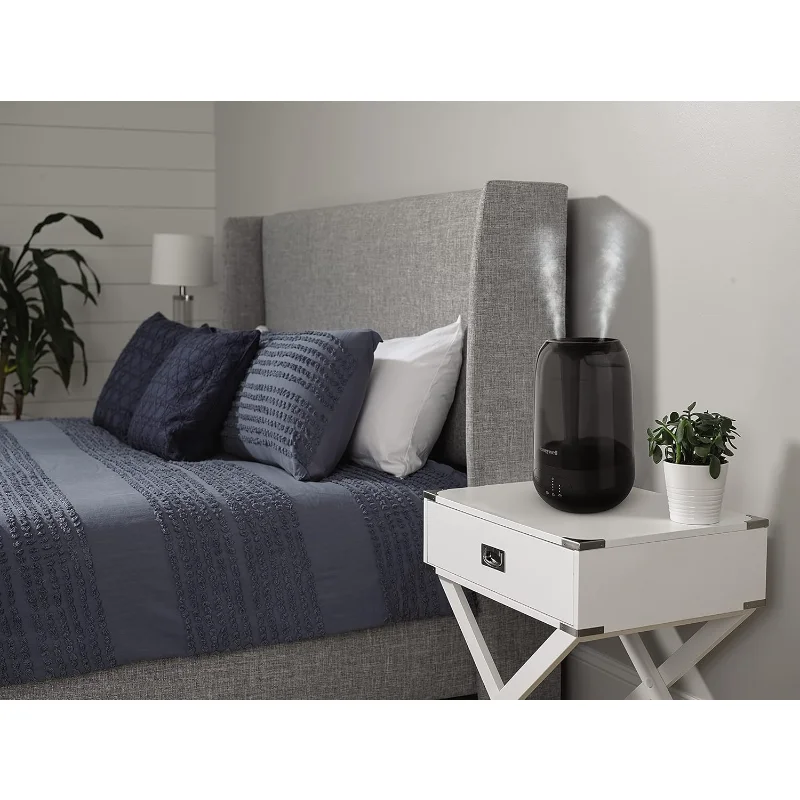 Umidificatore ad ultrasuoni a nebbia fredda Honeywell, con vassoio per oli essenziali, controlli touch, spegnimento automatico, uscita nebulizzata a doppia direzione, nero