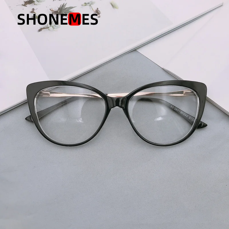 Shonemes Anti Blue Light Cat Eye Glasses Frame Retro TR90 Eyeglasses Bicolor Computer Game Eyewear for Men Women