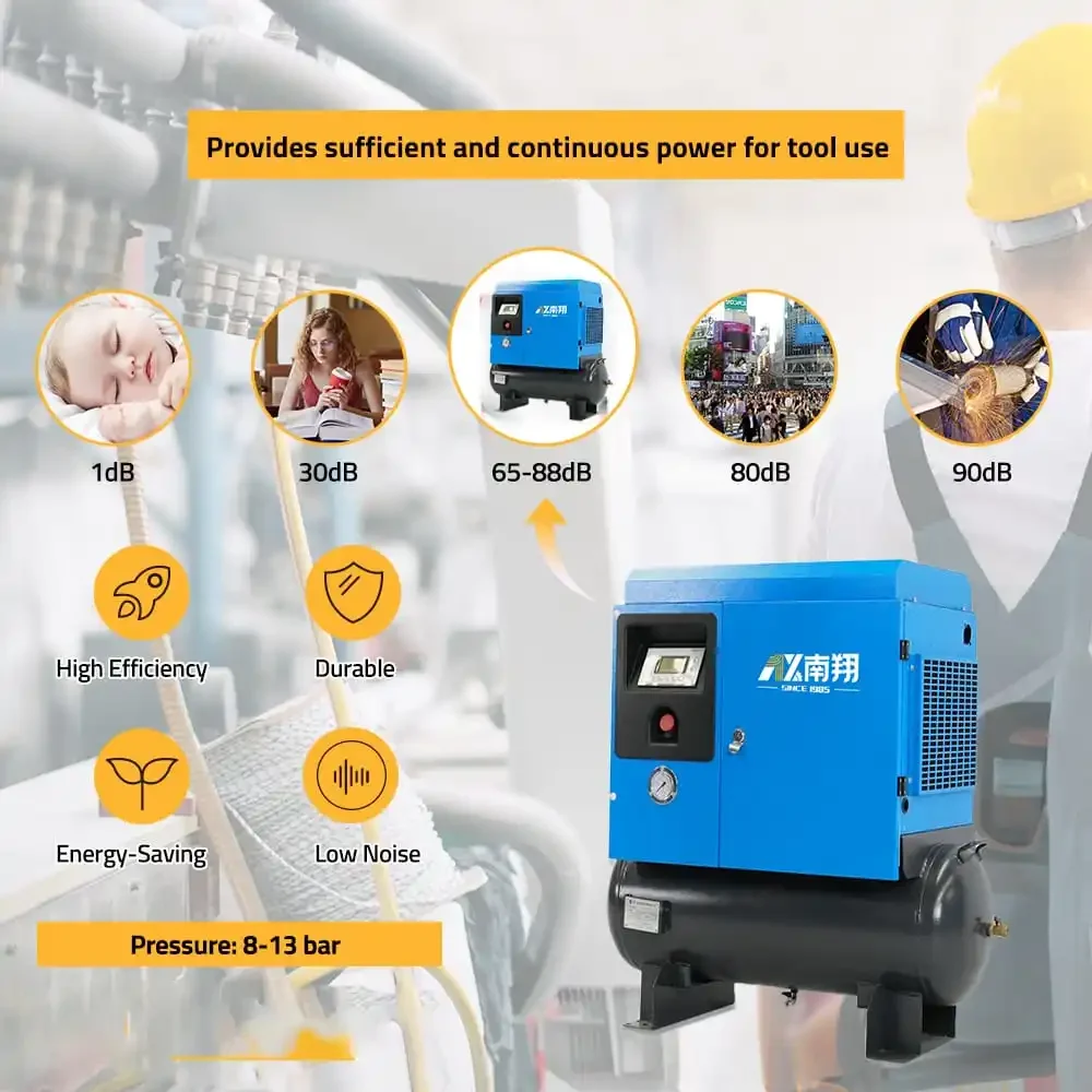 Industrial Compressors 3.7kw 4.5kw 5.5kw 7.5kw Screw Type Compressor Silent Air Compressor With Tank