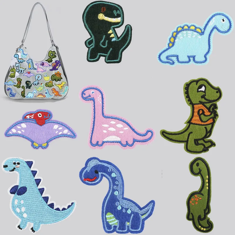 

Iron On Patches for Clothes Lovely Dinosaurs Clothing Stickers Fabric Sewing Embroidered Patch Thermal Adhesive Applique Fusible