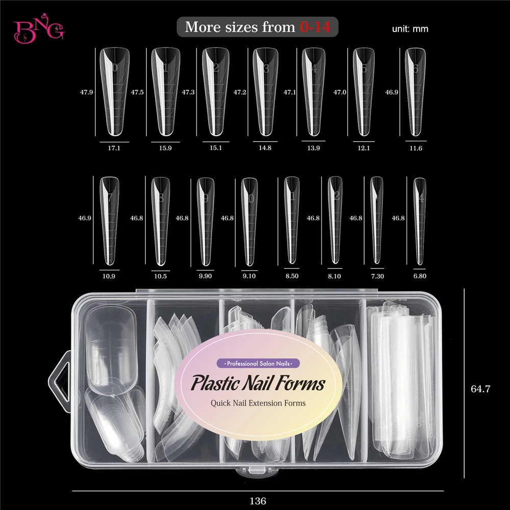 BNG Nail Dual Forms für Poly Extension Gel Nagelformen für Builder Gel Wiederverwendbare 15-Größen Acryl-Nagelformen-Sets für die Maniküre – Detail 15
