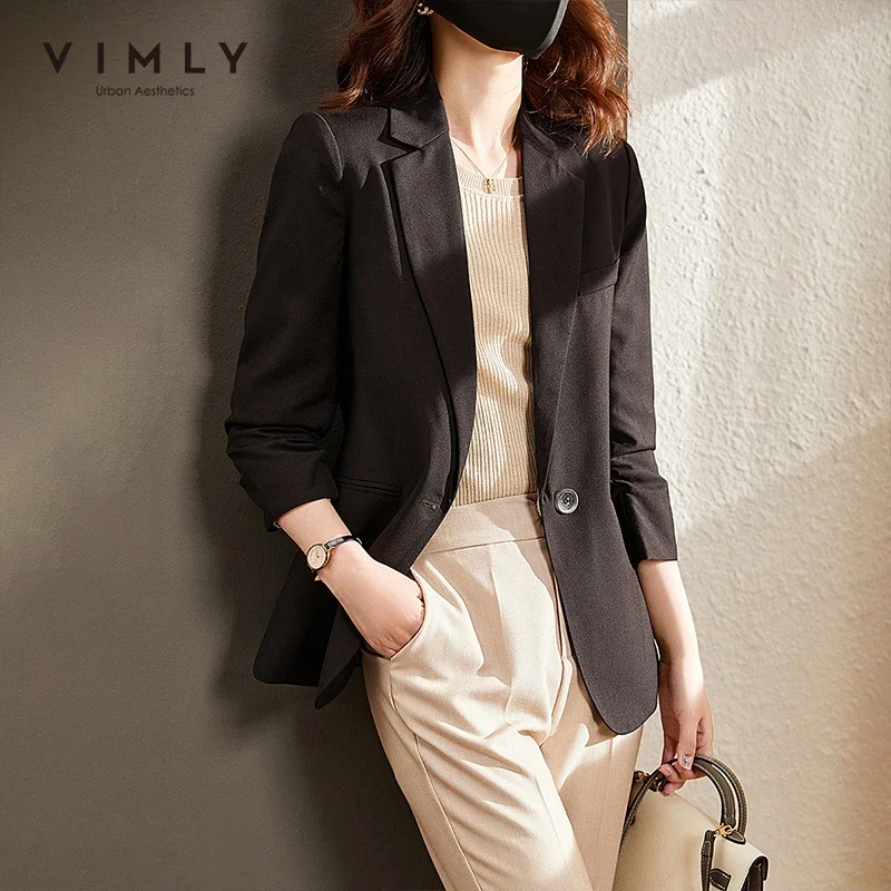 Imagem -04 - Vimly Moda Jaqueta para as Mulheres Outono 2023 Nova Casual Escritório Senhora Negócios Capaz Blazer Femme Moda Cabolsas F8331