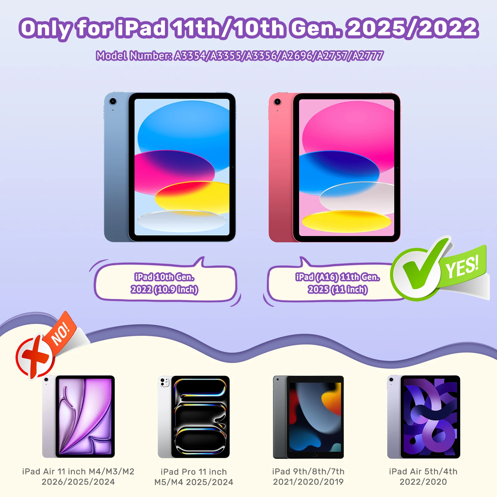 Kids Case for iPad A16 11th 10th Gen 11 Inch Full-Body Shockproof Protective Cover Screen Protector Pencil Holder Included