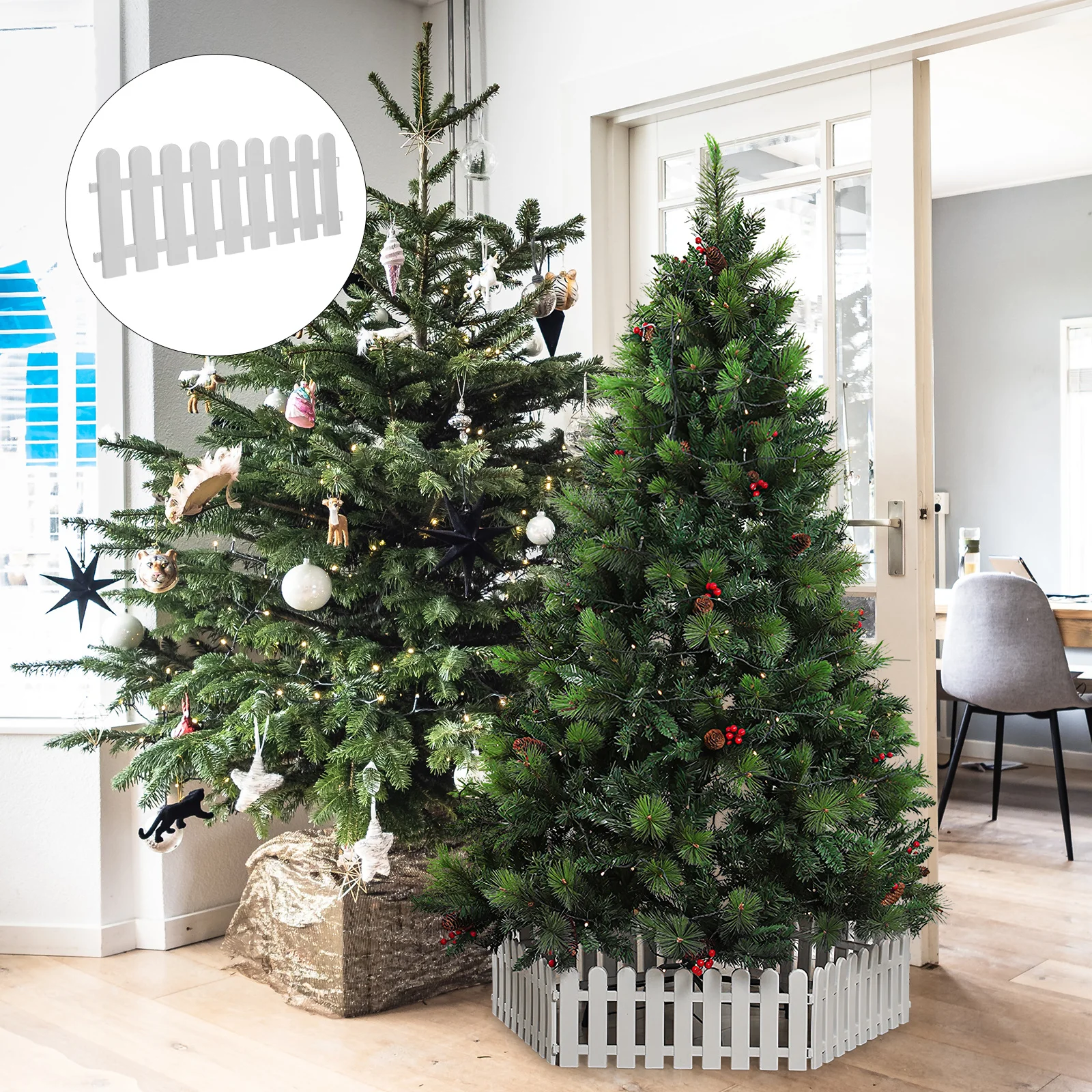 

Detachable Christmas Tree Fence Plastic White Reusable Easy Assembly Space-Saving Holiday Scene Decor Christmas Tree Fence